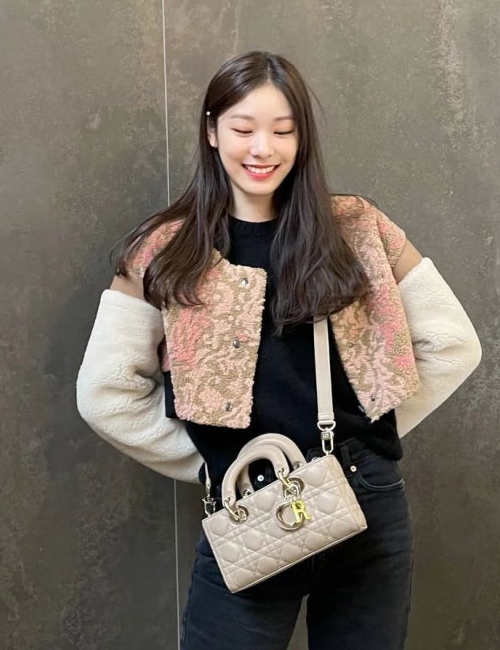 [김연아]dior 레이디 디조이 스몰 백(라떼/까나쥬/램스킨)